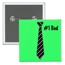 Number One #1 Dad Black Stripes Fake Tie Button