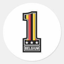 Number One Belgium Round Sticker