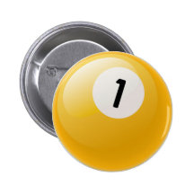 NUMBER ONE BILLIARDS BALL PINBACK BUTTONS