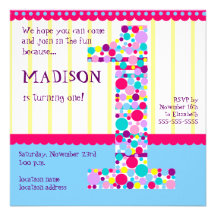 Number One, First Birthday Party Invitation