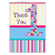 Number One, First Birthday Thank You Card