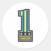 Number One Sweden Round Stickers