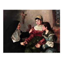 Nun giving comfort postcards
