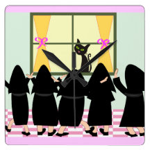 Nuns And Cat Wall Clock