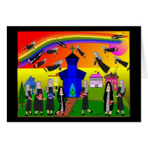 Nuns "Flying Nuns" Whimsical Art Card