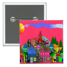 "Nuns of the Village" Whimsical Art Gifts Pin