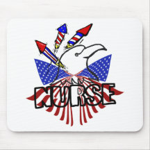 NURSE 4TH OF JULY PATRIOTIC FIRE ROCKETS MOUSE PADS