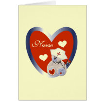 Nurse Bear With Heart T-shirts and Gifts Greeting Cards