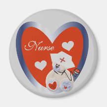 Nurse Bear With Heart T-shirts and Gifts Magnets
