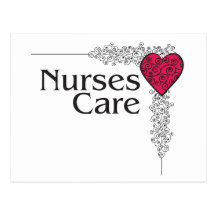 nurse care heart postcards