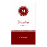 Nurse Elegant Red Lace Monogram Business Card Templates