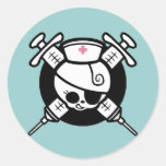 Nurse Pirate and Cross Hypos Round Sticker
