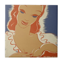 Nurse the Baby WPA Poster Ceramic Tile