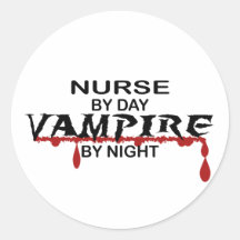 Nurse Vampire by Night Round Stickers