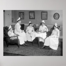Nurses At Tea, early 1900s Print
