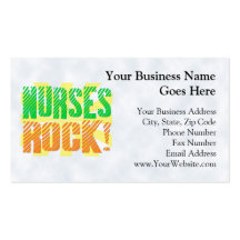 Nurses Rock, Orange and Green Fun Business Card Templates