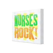 Nurses Rock, Orange and Green Fun Gallery Wrapped Canvas