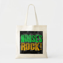 Nurses Rock, Orange and Green Fun Canvas Bag