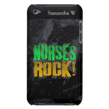 Nurses Rock, Orange and Green Fun Barely There iPod Covers