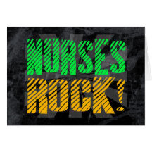 Nurses Rock, Orange and Green Fun Greeting Card