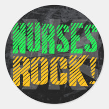 Nurses Rock, Orange and Green Fun Stickers