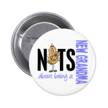 Nuts About Being A New Grandma 1 Blue Pinback Button