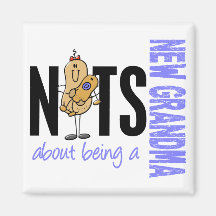 Nuts About Being A New Grandma 1 Blue Fridge Magnets