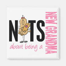 Nuts About Being A New Grandma 1 Pink Refrigerator Magnets