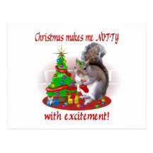 Nutty Christmas Squirrel Post Card