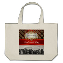 NY City Skyline ER BW Damask - Canvas Bag
