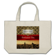 NY City Skyline Sepia B4 Damask Canvas Bag