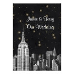 NYC ESB Skyline Etched Black Starry Wedding invitations
