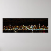NYC Night Neon Skyline Print