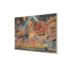 NYC, NY - Fireworks at Lagoon of Nations Worlds Gallery Wrapped Canvas