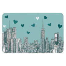 NYC romantic turquoise Vinyl Magnet