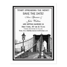 NYC Skyline Brooklyn Bridge #2 Save the Date Postcard