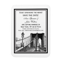 NYC Skyline Brooklyn Bridge #2 Save the Date Rectangle Magnets