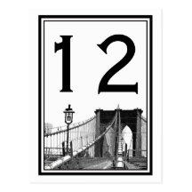 NYC Skyline Brooklyn Bridge #2 Table Number Card Post Cards