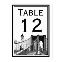 NYC Skyline Brooklyn Bridge #2 Table Number Card Postcard