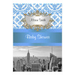 NYC Skyline BW D4 Damask Baby Shower Invite V invitations