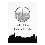 NYC Skyline ESB Round Etched 01S Bachelorette invitations