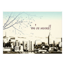 NYC/twin towers skyline/moving announcement