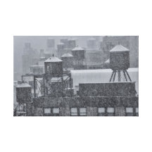 NYC Water Towers During Freak October Snow Storm Canvas Print