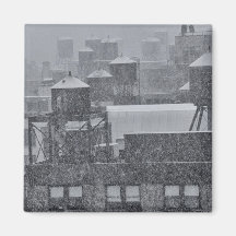NYC Water Towers During Freak October Snow Storm Refrigerator Magnet