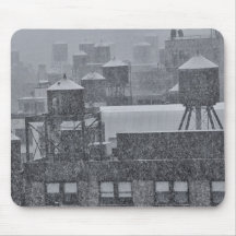 NYC Water Towers During Freak October Snow Storm Mousepads
