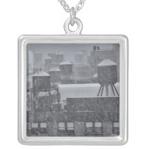 NYC Water Towers During Freak October Snow Storm Necklaces