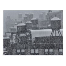 NYC Water Towers During Freak October Snow Storm Postcard