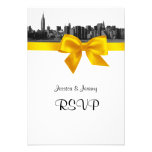 NYC Wide Skyline Etched BW Yellow RSVP #2 invitations
