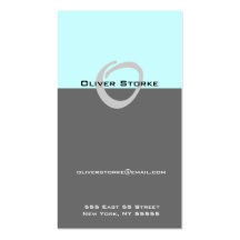 O Letter Alphabet Business Card Blue Grey