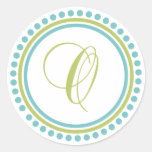 O Monogram (Chartreuse / Teal Dot Circle) Sticker